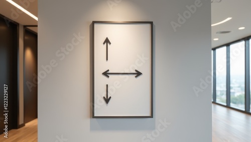 Obraz na płótnie Indoor wayfinding signs mockup with various designs, showing arrows, labels, and navigation solutions for interior spaces. w salonie