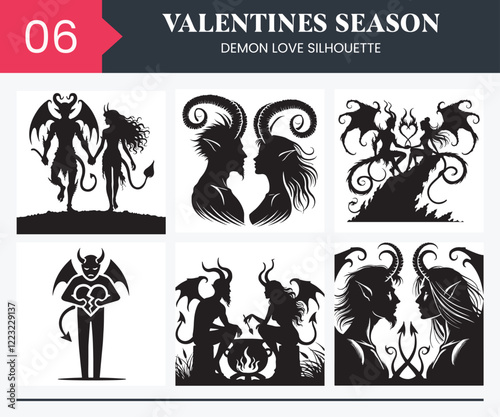 Valentine's Day season demon couple love silhouette.