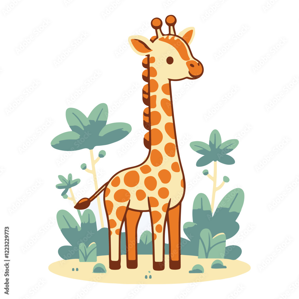 Fototapeta premium Cute Giraffe Cartoon Set