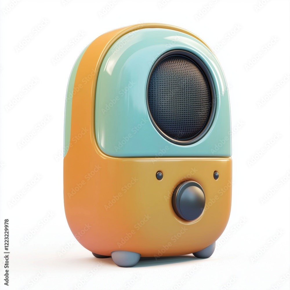 Fototapeta premium 3D icon cartoon modern Bluetooth speaker, isolated on a white background