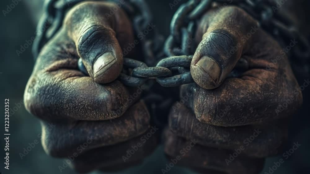 Powerful Imagery of Shackled Hands Representing Struggle and Resilience in the Face of Adversity Powerful Imagery of Shackled Hands Representing Struggle and Resilience in the Face of Adversity