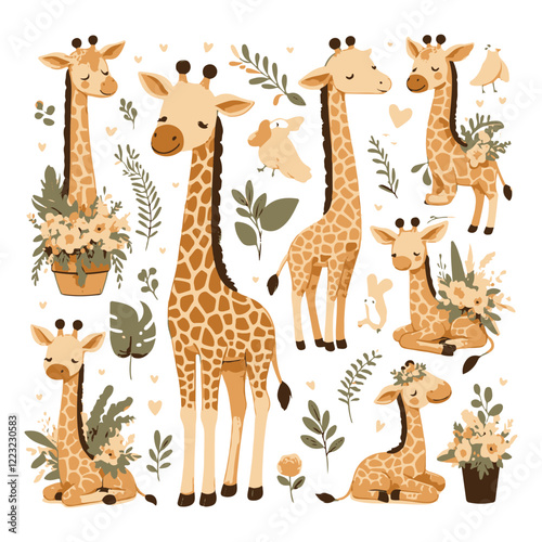 An animated giraffe with a heart on it
