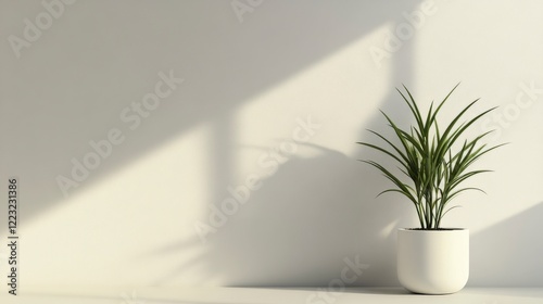 Minimalist green houseplant in a white pot for home decor