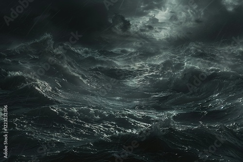 Stormy sea under a dark and stormy sky