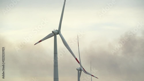rotating blades of a wind generator close-up