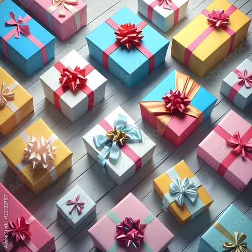 A top-down perspective of a Valentine's Day promotional banner featuring a large golden heart and scattered love coupons. The pink background adds a soft, romantic tone to the design, with the words 