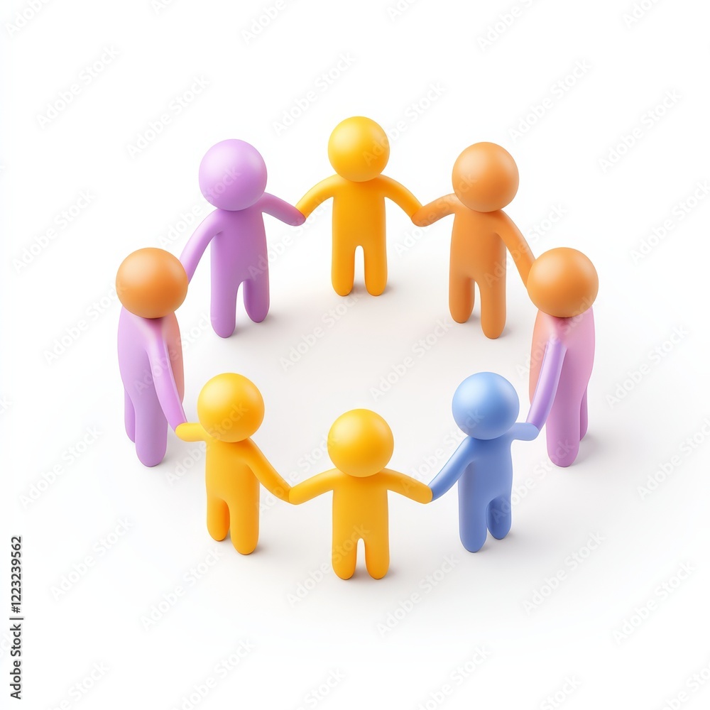 Colorful figures holding hands in a circle symbolize unity, friendship, and collaboration, promoting teamwork and community spirit. Colorful figures holding hands in a circle symbolize unity, friendship, and collaboration, promoting teamwork and community spirit.