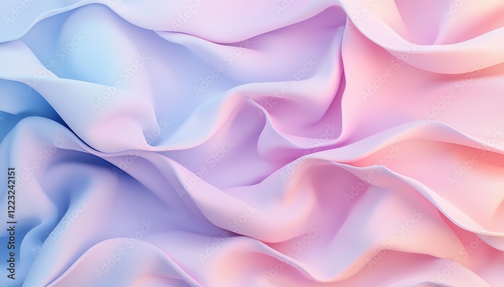 Fototapeta premium Abstract Pastel Pink and Blue Draped Fabric Waves