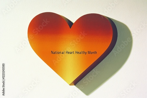 Gradient Heart for Heart Health Awareness Month. Orange and yellow gradient heart with text 