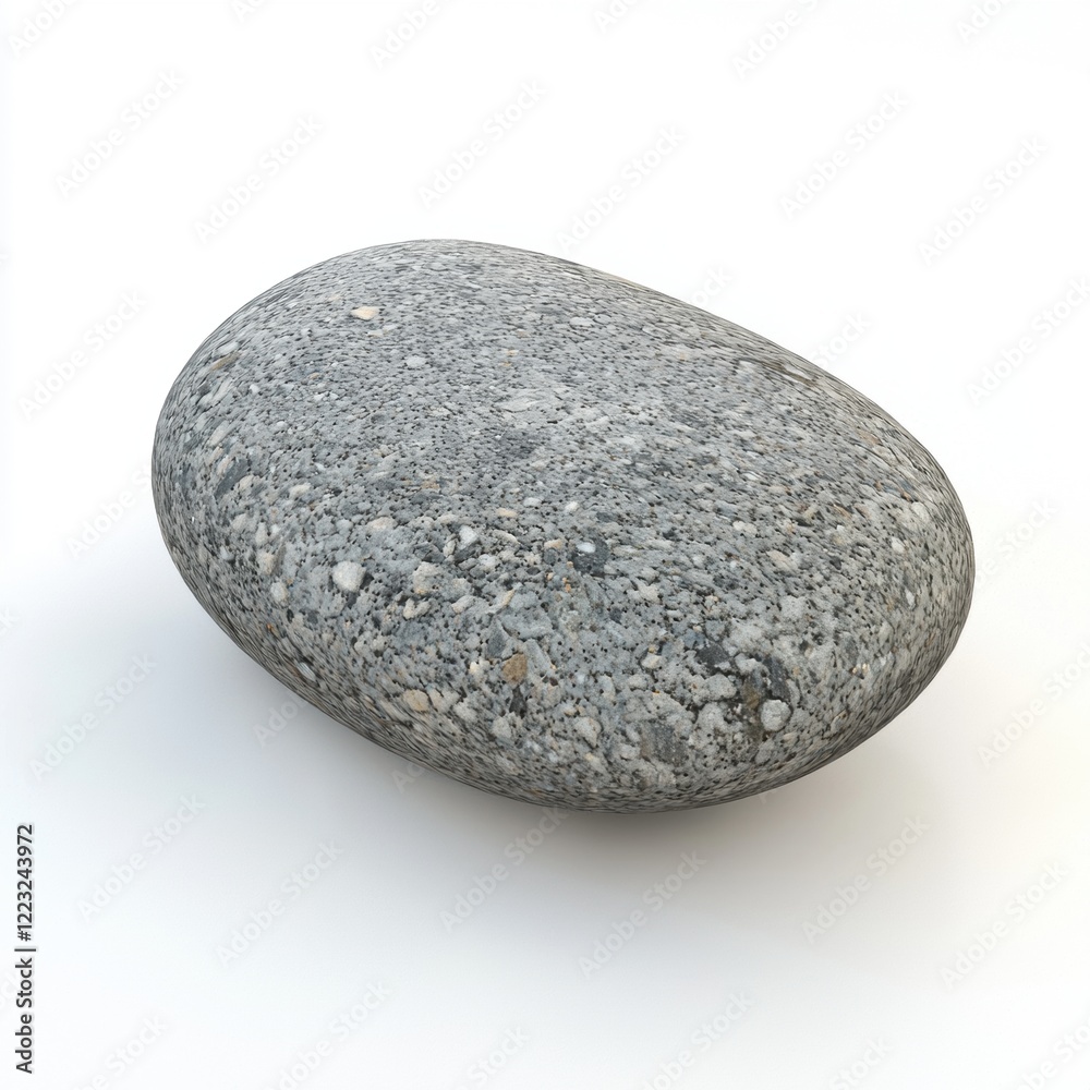 3D icon cartoon of a smooth gray pebble, isolated on a white background 3D icon cartoon of a smooth gray pebble, isolated on a white background