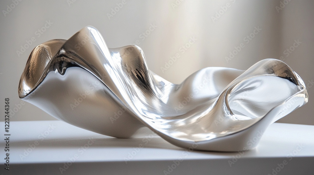 A macro view of silver silk satin, its reflective surface catching intricate light patterns in a minimalist setting. A macro view of silver silk satin, its reflective surface catching intricate light patterns in a minimalist setting.