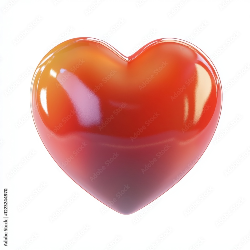 Fototapeta premium 3D icon cartoon of a strong, healthy heart, isolated on a white background