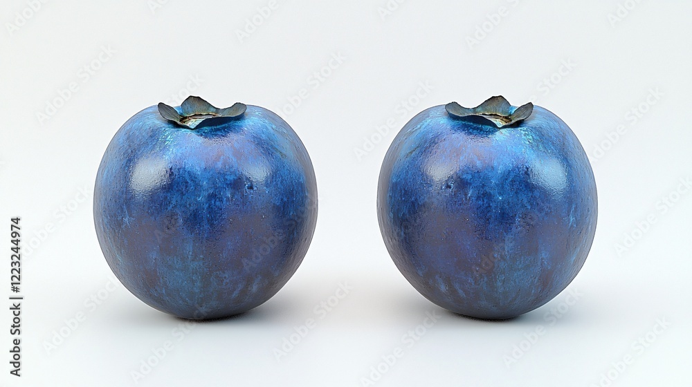 Two ripe blueberries on white background; food photography for recipe websites Two ripe blueberries on white background; food photography for recipe websites