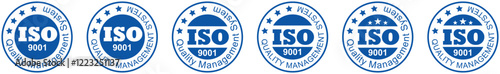ISO 9001 logo certification, Certified Company Certificate ISO Blue vector, Quality Certificate, iso mark certification, ISO 9001:2015 certified symbol vector illustration, Certified Company, Quality