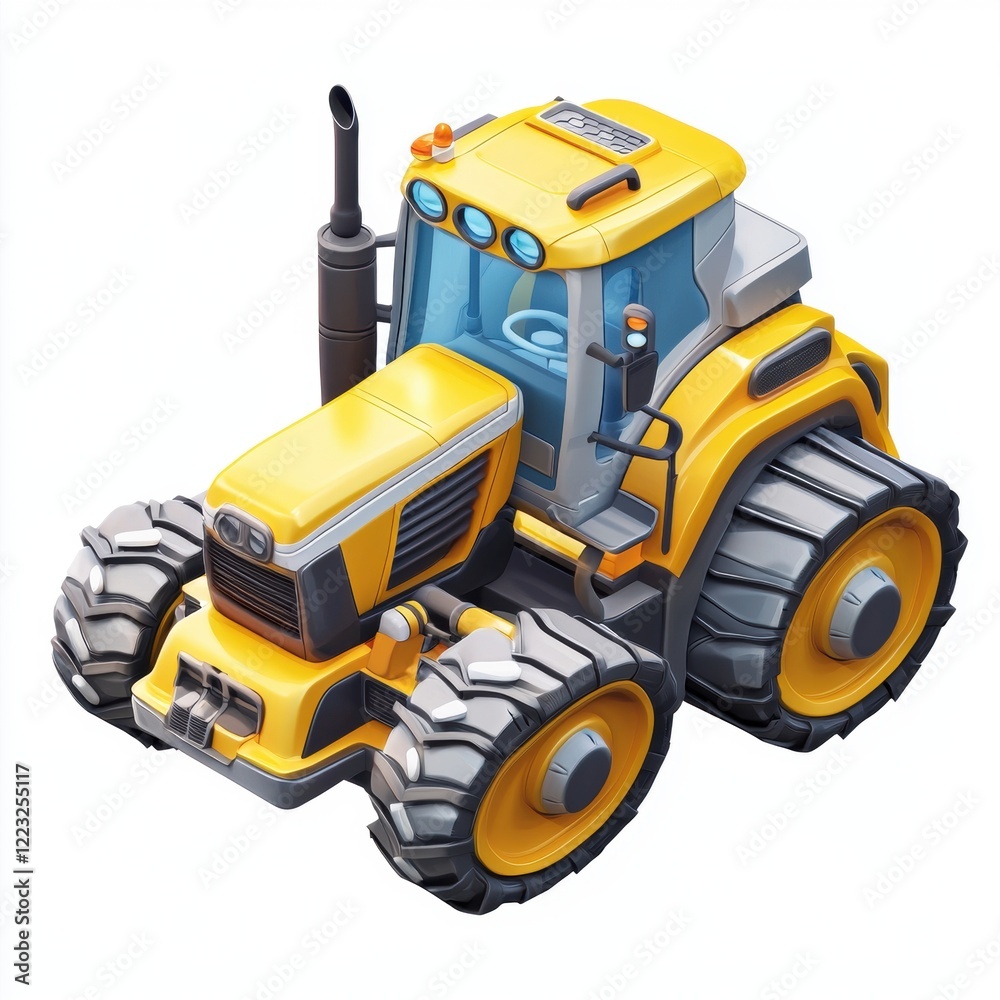 Obraz premium 3D icon cartoon robotic farming equipment, isolated on a white background 
