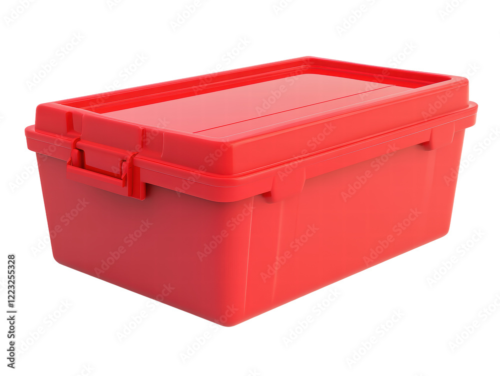 Isolated Red Plastic Container with Lid Isolated Red Plastic Container with Lid