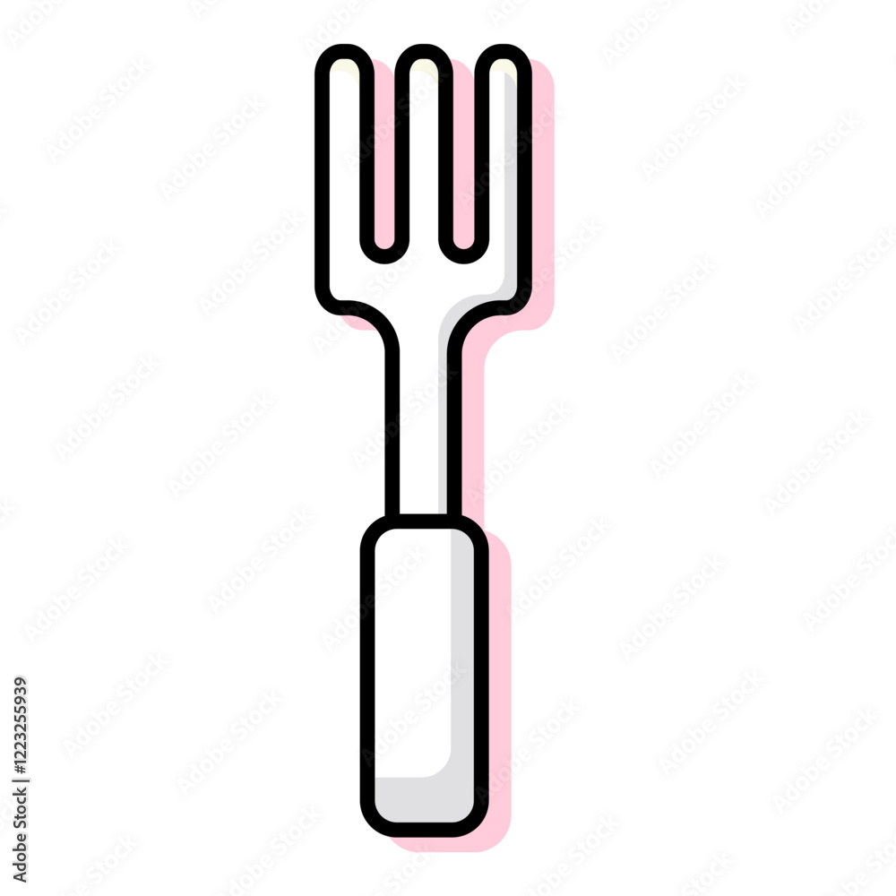 Outline cute fork. Vector illustration icon isolated on white background Outline cute fork. Vector illustration icon isolated on white background