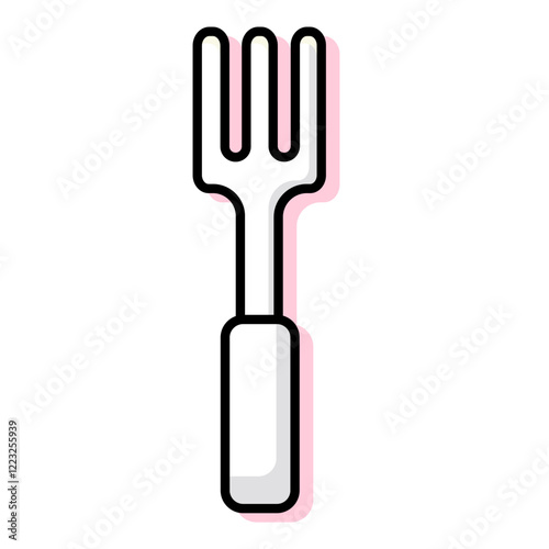 Outline cute fork. Vector illustration icon isolated on white background