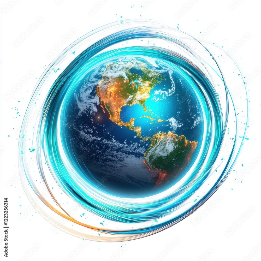 3D icon cartoon of Earth affected by a magnetic storm, isolated on a white background --quality 2 3D icon cartoon of Earth affected by a magnetic storm, isolated on a white background --quality 2