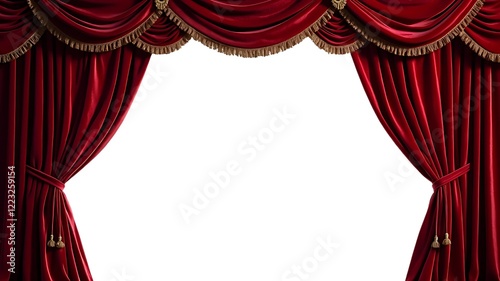 red curtain on white