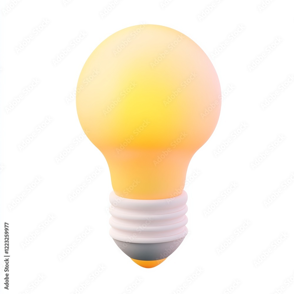 A glowing yellow light bulb with a smooth, rounded shape, designed for illumination and energy efficiency, showcasing a modern aesthetic. A glowing yellow light bulb with a smooth, rounded shape, designed for illumination and energy efficiency, showcasing a modern aesthetic.