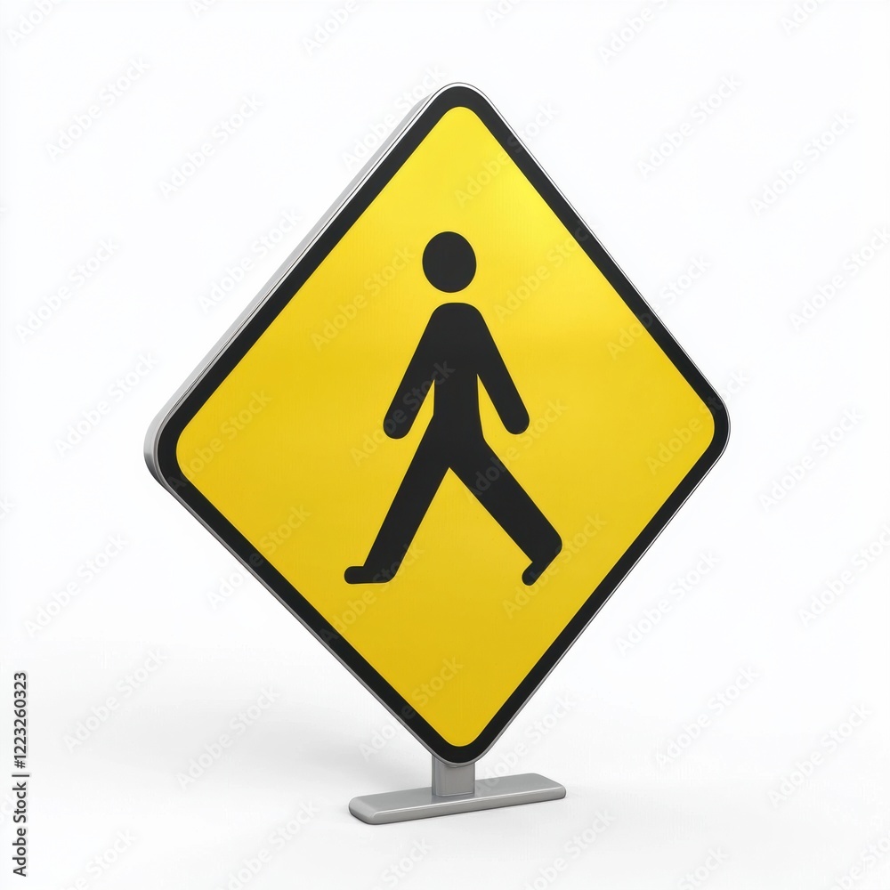 3D icon cartoon pedestrian crossing sign with a stick figure, isolated on a white background --quality 2 3D icon cartoon pedestrian crossing sign with a stick figure, isolated on a white background --quality 2