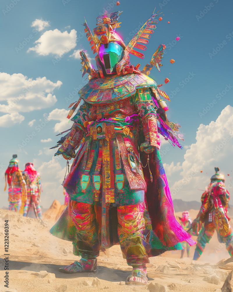 Fototapeta premium Full-length Captain Pharaoh with six arms controll_012
