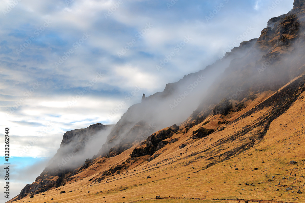 Fascinating autumn landscape around Irrafoss on the island of Iceland
