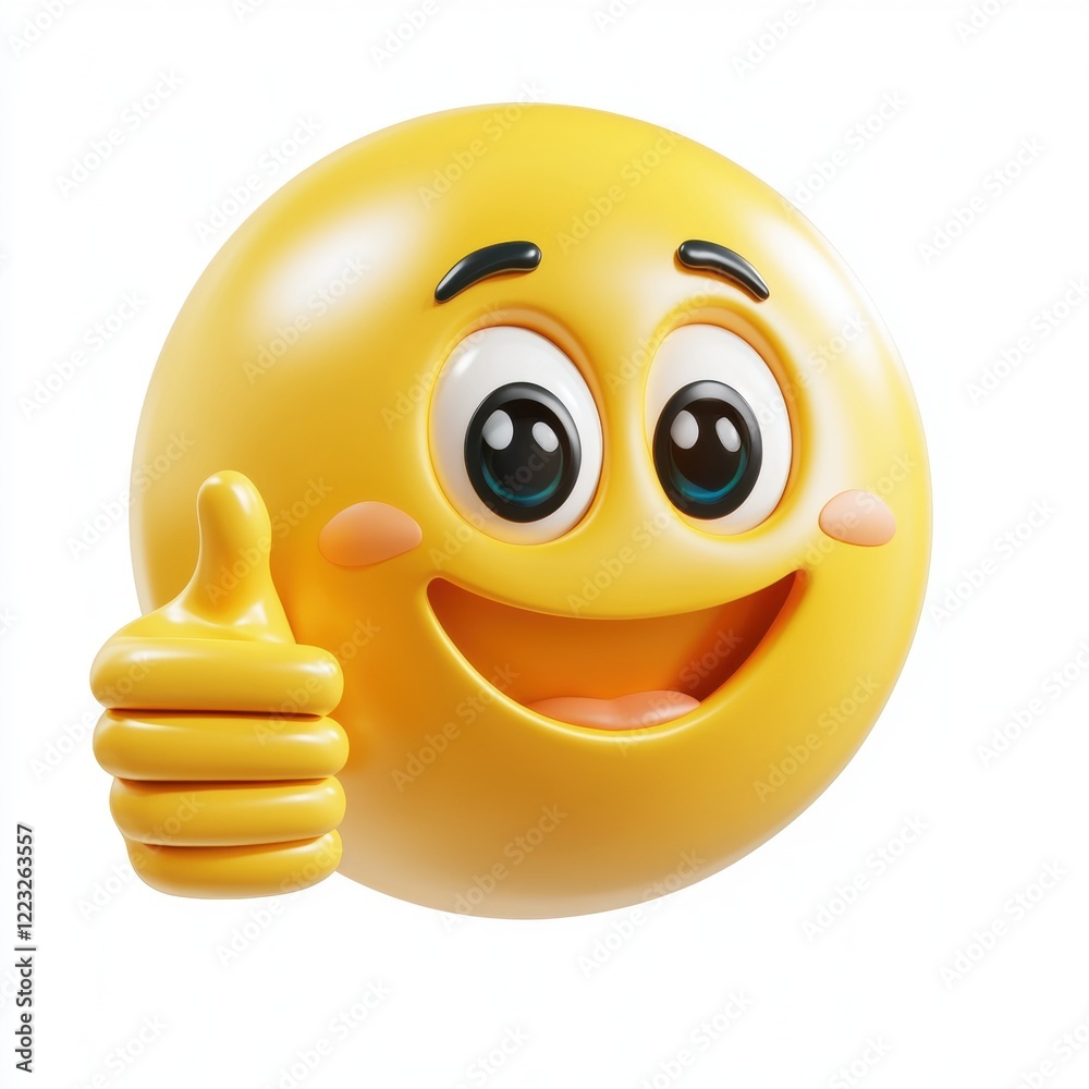 3D icon cartoon thumbs up emoji, isolated on a white background 3D icon cartoon thumbs up emoji, isolated on a white background