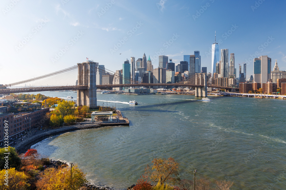Fototapeta premium The New York Manhattan skyline during autumn