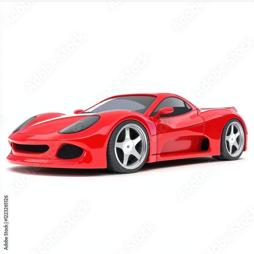 3D icon cartoon red sports car, isolated on a white background --quality 2