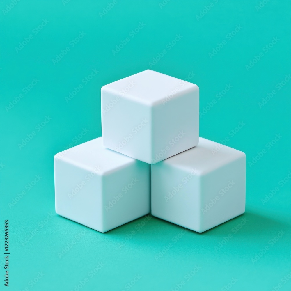 White Cubes Stacked on Teal Background White Cubes Stacked on Teal Background