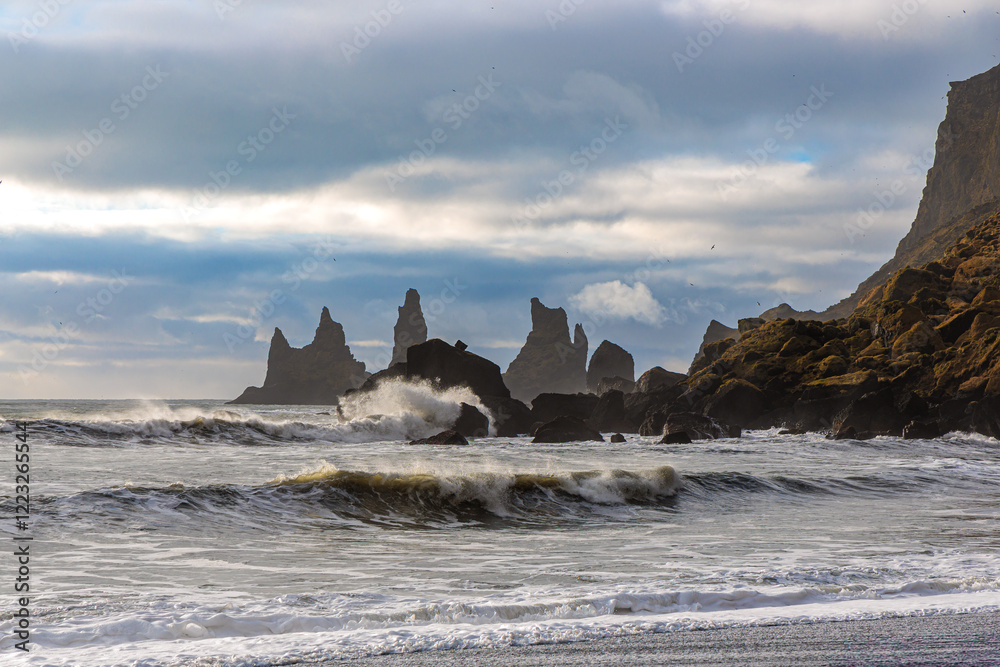 Vikurfjara Black Sand Beach near Vik on the island of Iceland