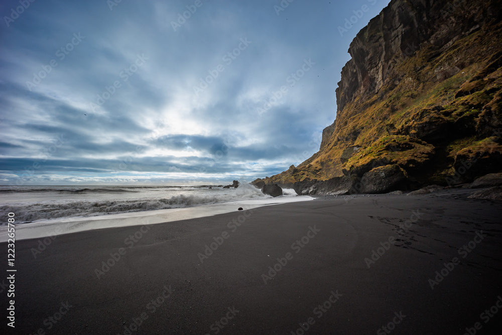Vikurfjara Black Sand Beach near Vik on the island of Iceland