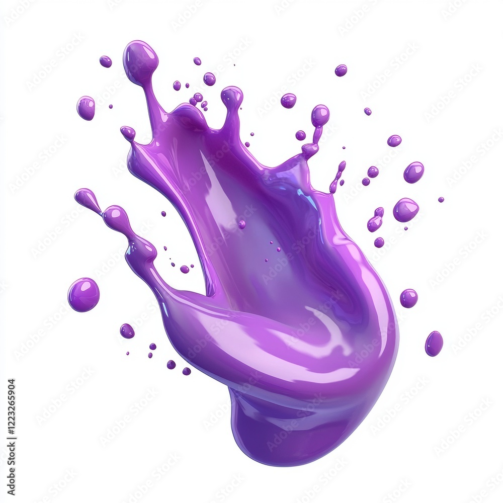 Fototapeta premium 3D icon cartoon vibrant paint splash in mid-air, isolated on a white background 