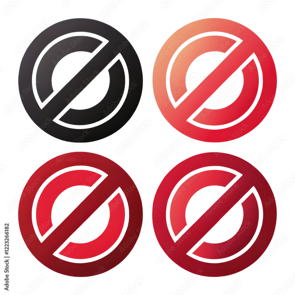 Four Color Gradient Prohibited Sign, Isolated on Transparent Background, Illustration, Graphic Design, Prohibition, Symbol, Icon Four Color Gradient Prohibited Sign, Isolated on Transparent Background, Illustration, Graphic Design, Prohibition, Symbol, Icon