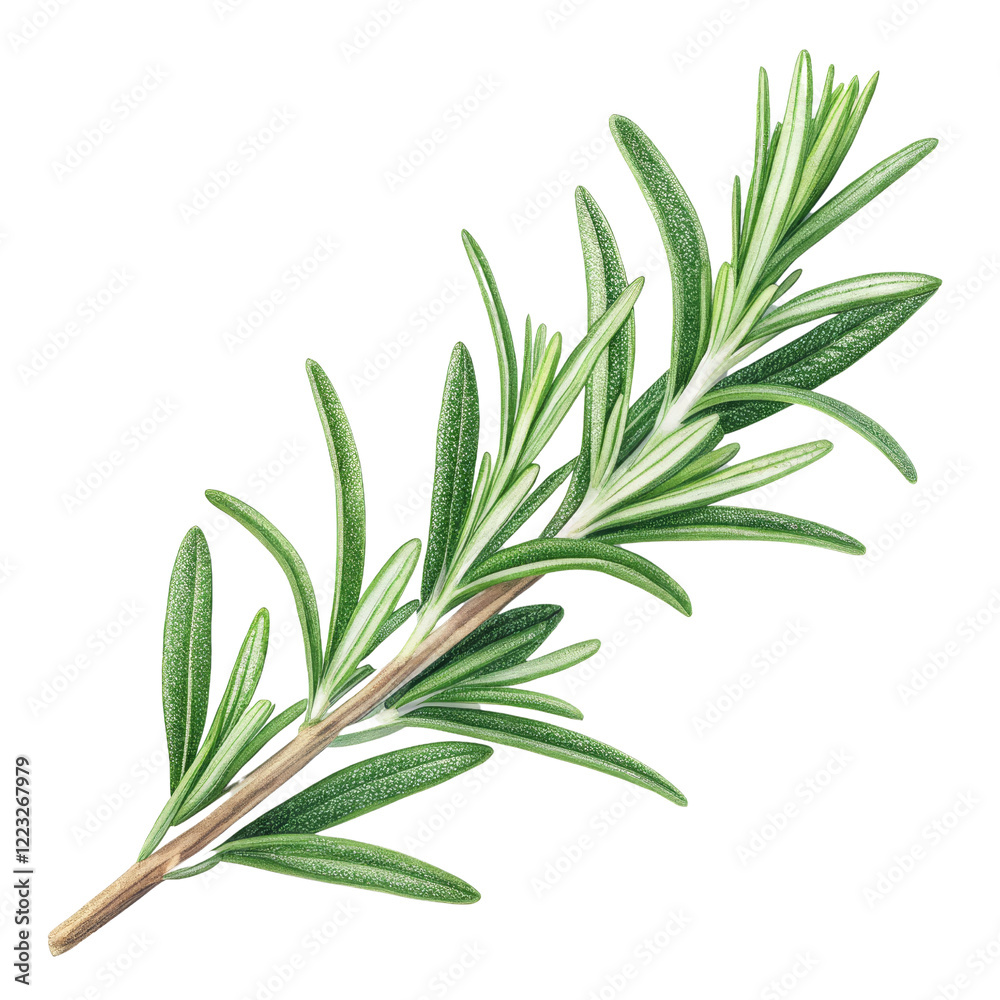 Fototapeta premium Rosemary Sprig, High-Resolution Image, Isolated on Transparent Background, Culinary Herb, Cooking Ingredient, Herb, Rosemary, Spice