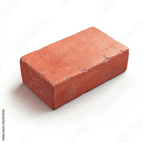3D icon cartoon single red brick with realistic texture, isolated on a white background --quality 2