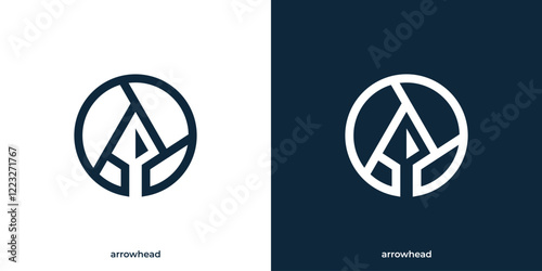Simple Spear Arrowhead Logo Design with Geometric Style. Spear Head Icon Symbol Logo Design Template.