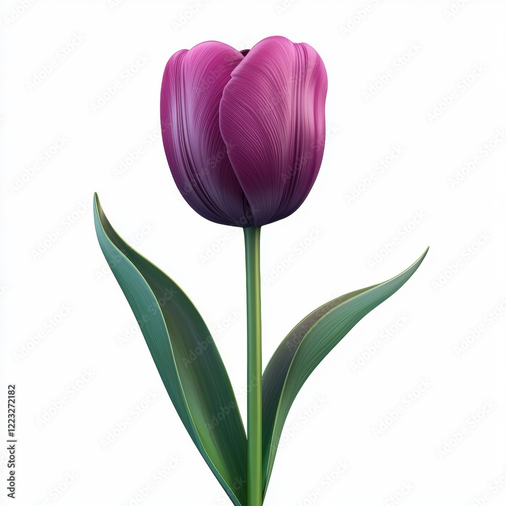 3D icon cartoon of a tulip in vibrant purple, isolated on a white background - 3D icon cartoon of a tulip in vibrant purple, isolated on a white background -