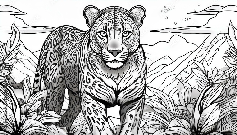 Fototapeta premium Ausmalbild Leopard