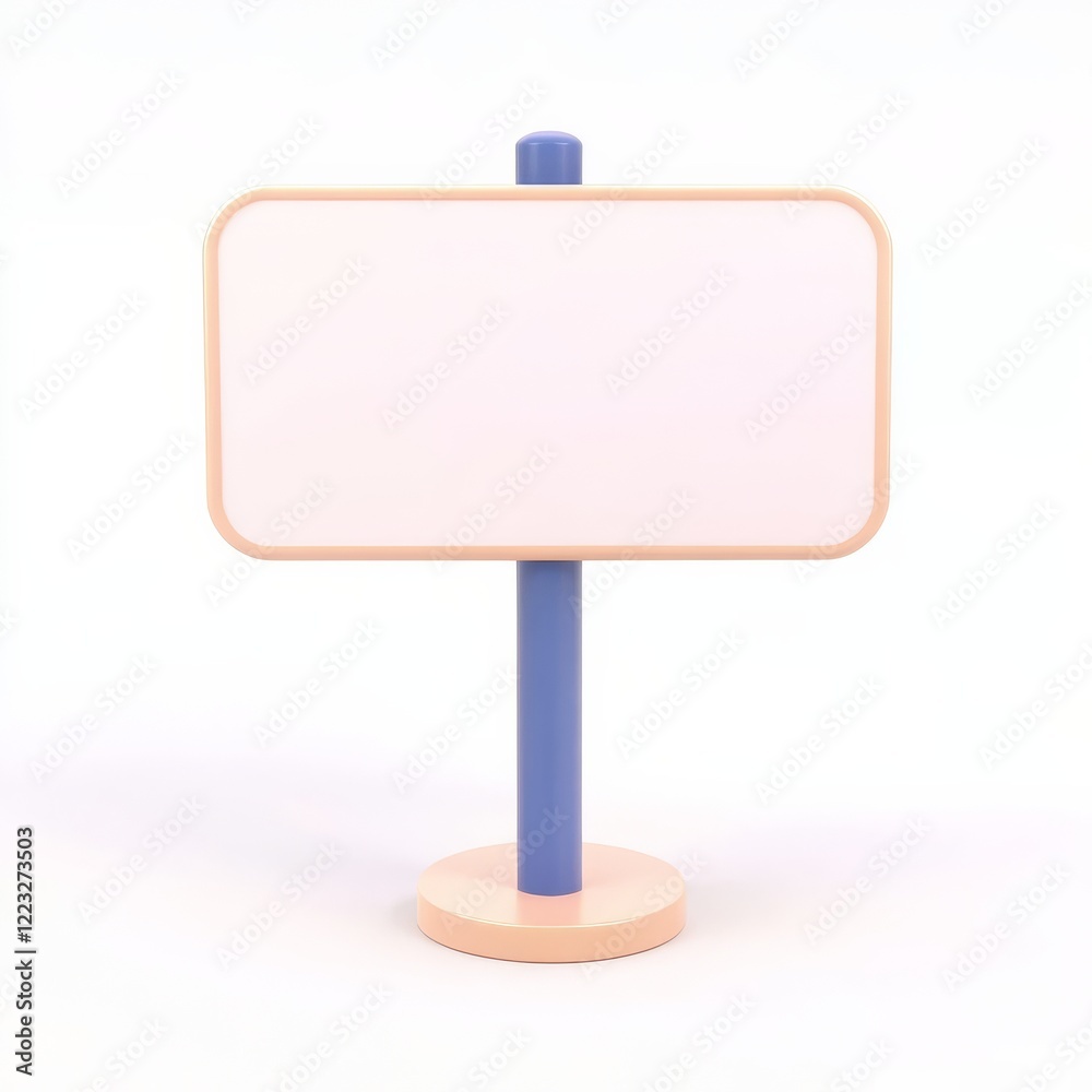 A simple, modern sign on a colorful base, featuring a blank surface ready for customization or messaging. A simple, modern sign on a colorful base, featuring a blank surface ready for customization or messaging.