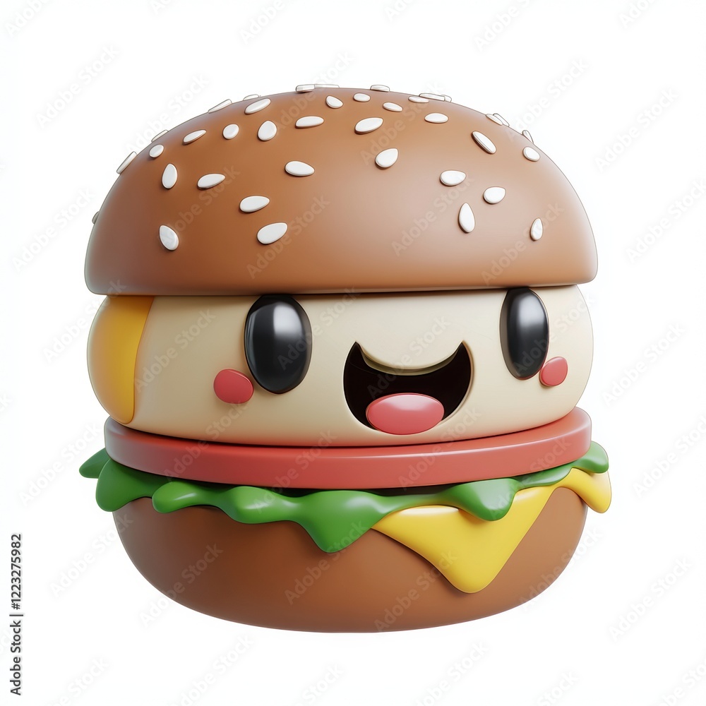 3D icon cartoon of a gourmet burger, isolated on a white background - 3D icon cartoon of a gourmet burger, isolated on a white background -
