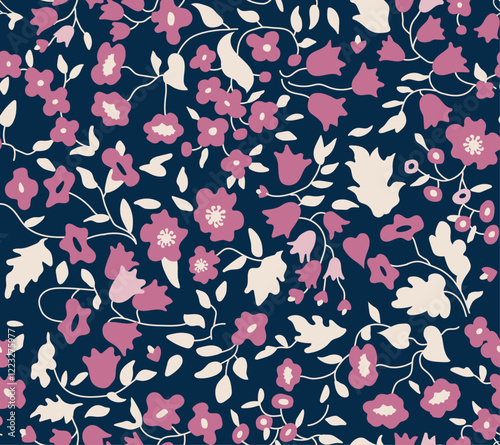 floral with foliage seamless pattern