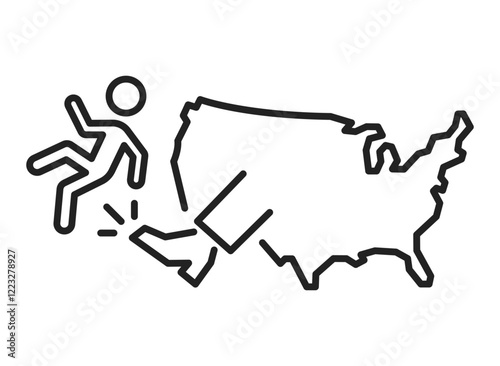 deportation and removal from the United States clip art icon symbol, illegal immigration policy concept,  
isolated linear vector illustration, editable stroke,