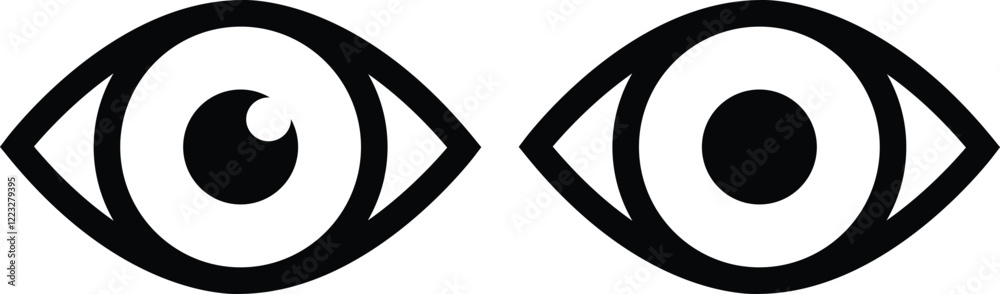 Eye icon in flat line set. Eyesight symbol vector for apps or website. Retina, cornea scan eye icons. Simple eyes silhouette see view vision sight look sign isolated on transparent background Eye icon in flat line set. Eyesight symbol vector for apps or website. Retina, cornea scan eye icons. Simple eyes silhouette see view vision sight look sign isolated on transparent background