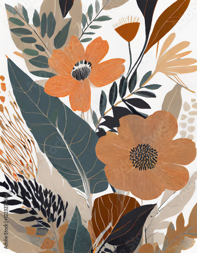 Flowers and foliage illustration