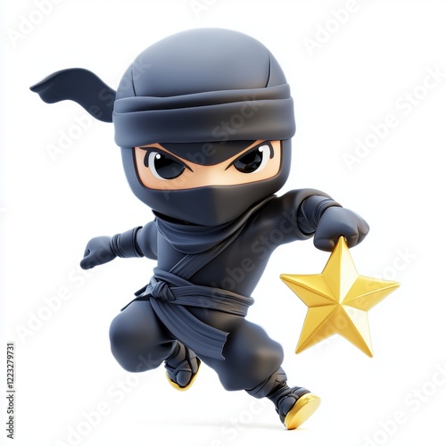 3D icon cartoon of a ninja throwing star, isolated on a white background --quality 2 photo