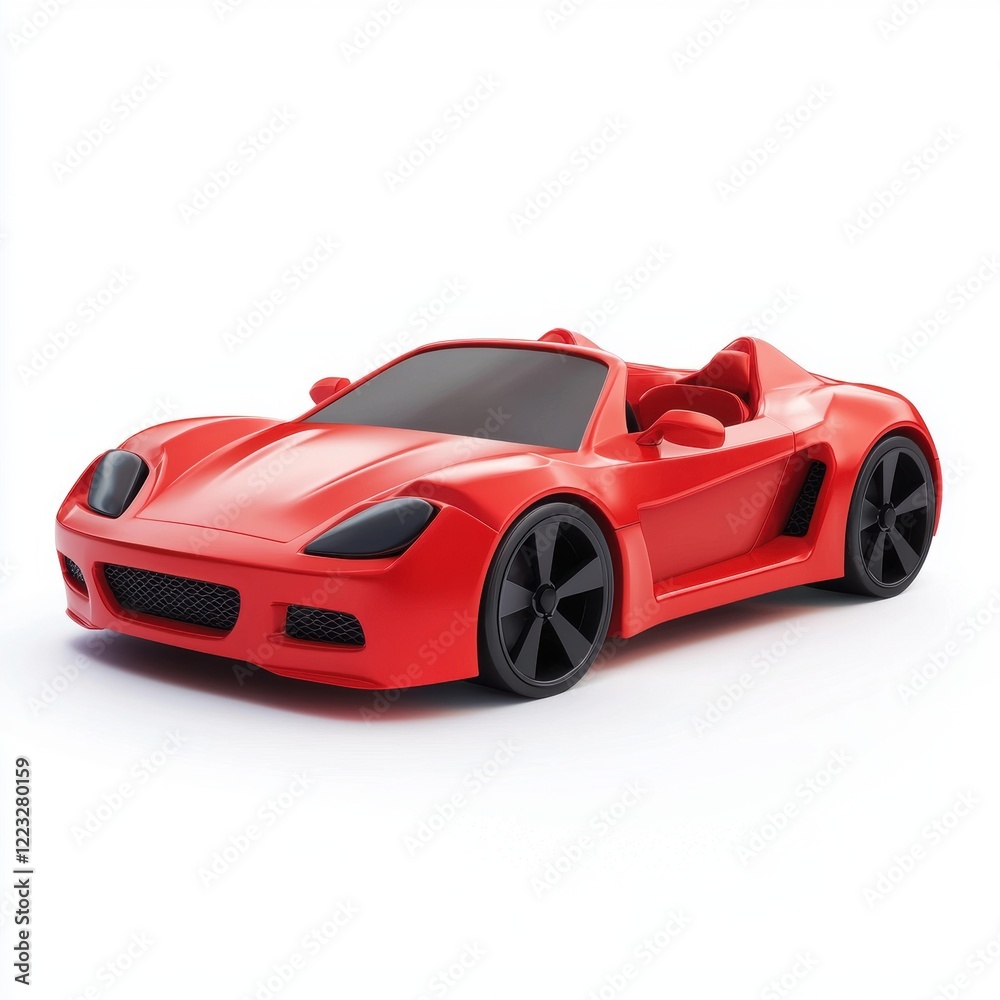 3D icon cartoon red sports car, isolated on a white background 3D icon cartoon red sports car, isolated on a white background