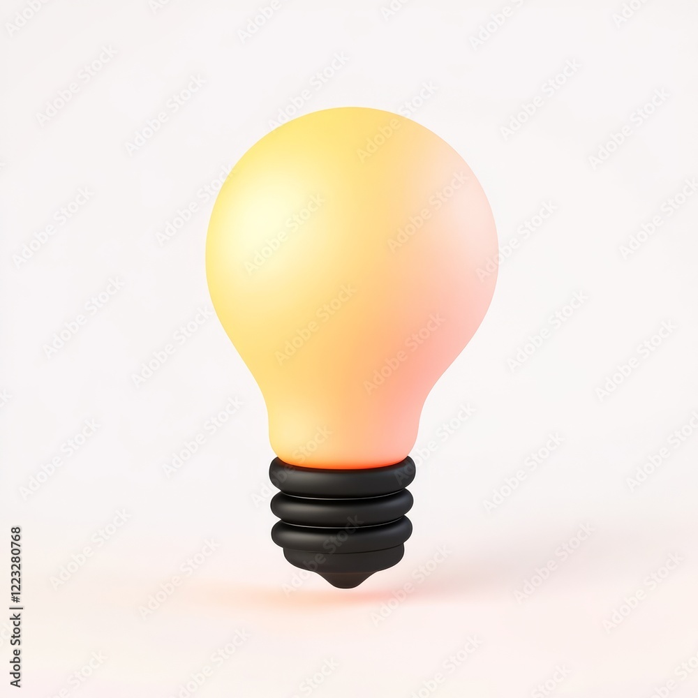 A glowing light bulb with a smooth, rounded shape, emitting a warm orange hue against a plain background.